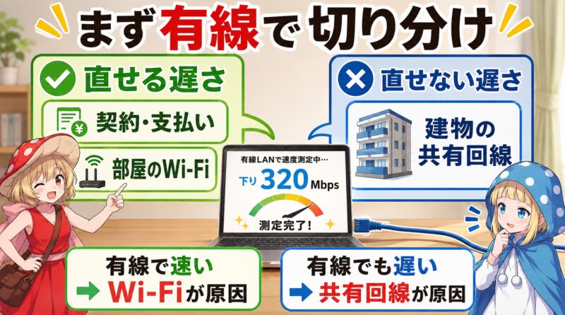 まずは有線で切り分けて確認してみよう