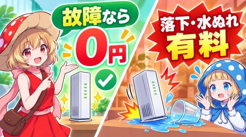 故障なら0円、落下水濡れは有料対応