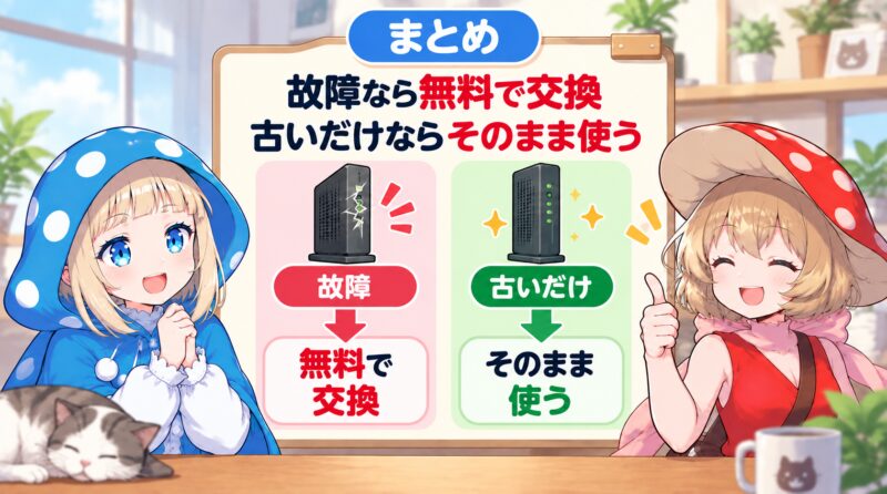 まとめ：故障なら無料で交換、古いだけならそのまま使う