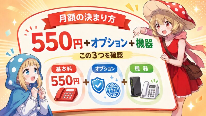 月額は550円+オプション料金+機器で決まる