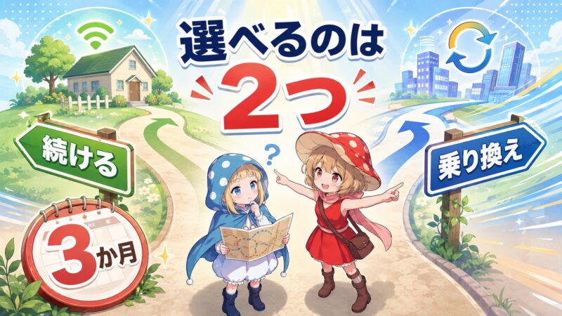 更新期間の3ヶ月に選べる選択肢は2つ
