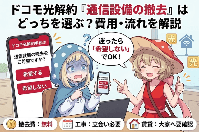 ドコモ光 解約 通信設備の撤去をご希望ですか？