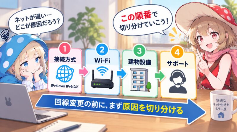 回線変更の前に原因を切り分ける