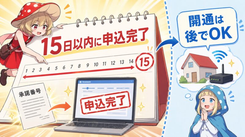 15日以内に申込完了、開通は後でOK