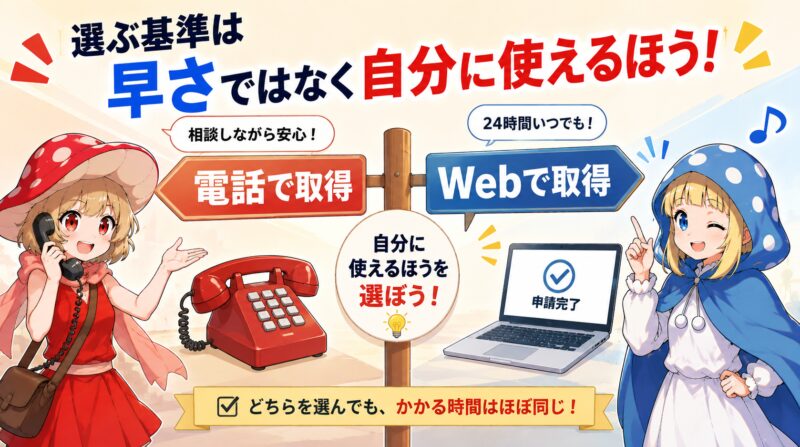 どちらを選んでも番号取得に要する時間はほぼ同じ
