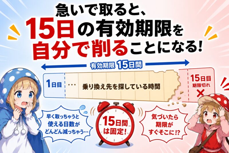 急いで取得すると15日間の有効期限が削られる
