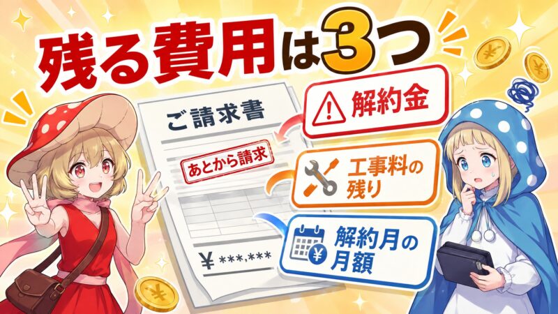 解約後に残る費用3つ