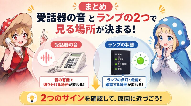 受話器の音とランプの2つで判断しよう