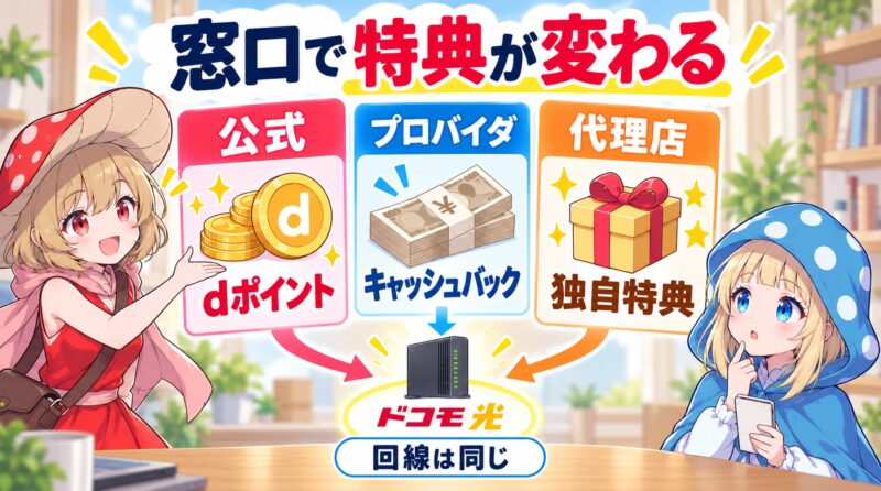 窓口で特典が変わる