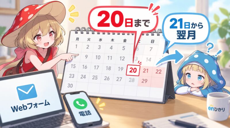 解約申請は20日までに行う