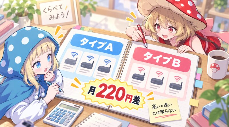 タイプAとタイプBの料金差は220円