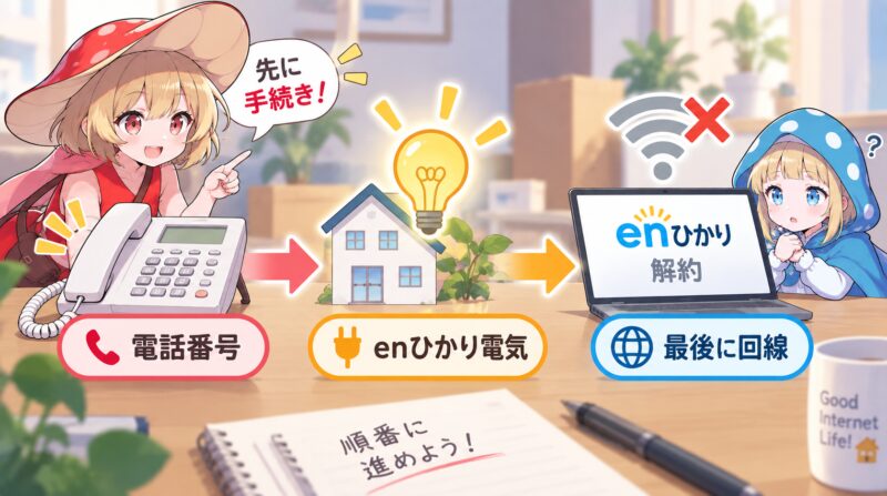 回線を止める前にenひかり電気と電話番号の手続きをする